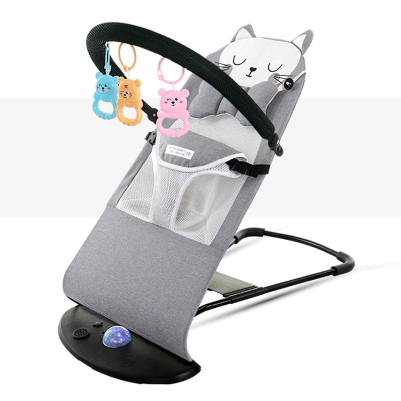 Mecedora para bebé reclinable con juguetes y música para dormir