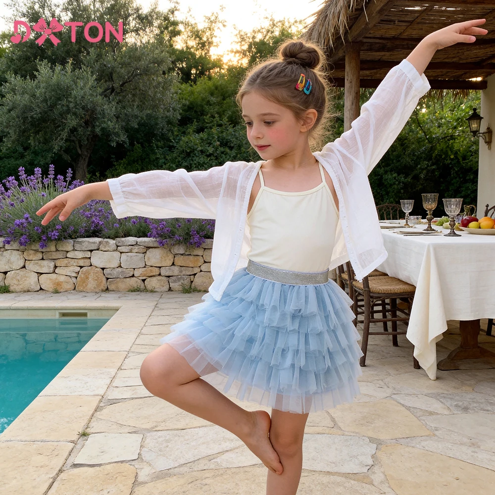 DXTON minifalda de tul para niñas – ballet esponjoso en capas - imagen 3