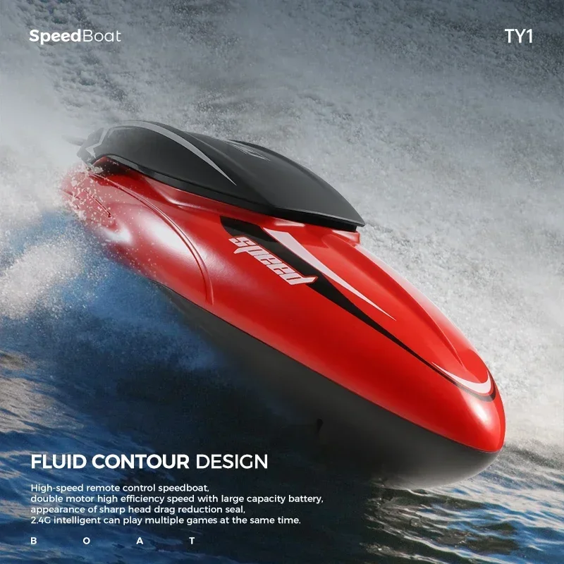 Lancha RC eléctrica rápida impermeable para niños con control remoto - imagen 4