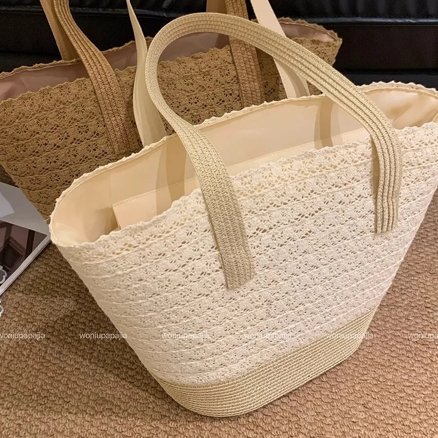 Bolso de paja con encaje y bandolera cruzada para playa - imagen 5