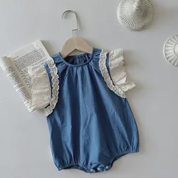 MILANCEL mono verano bebé niña encaje cuello redondo