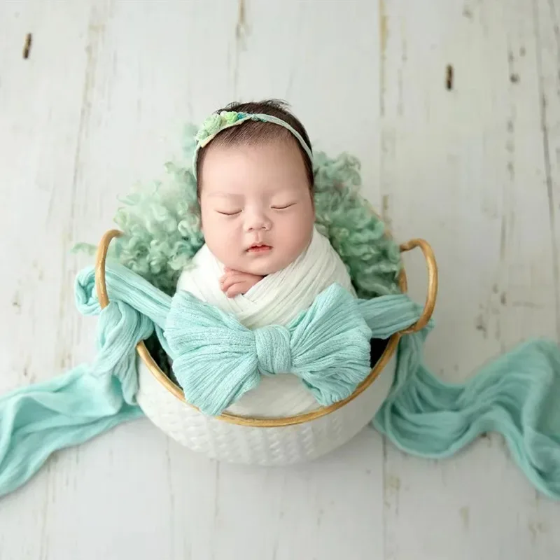 Envoltura elástica algodón suave para fotos de bebé recién nacido - imagen 2
