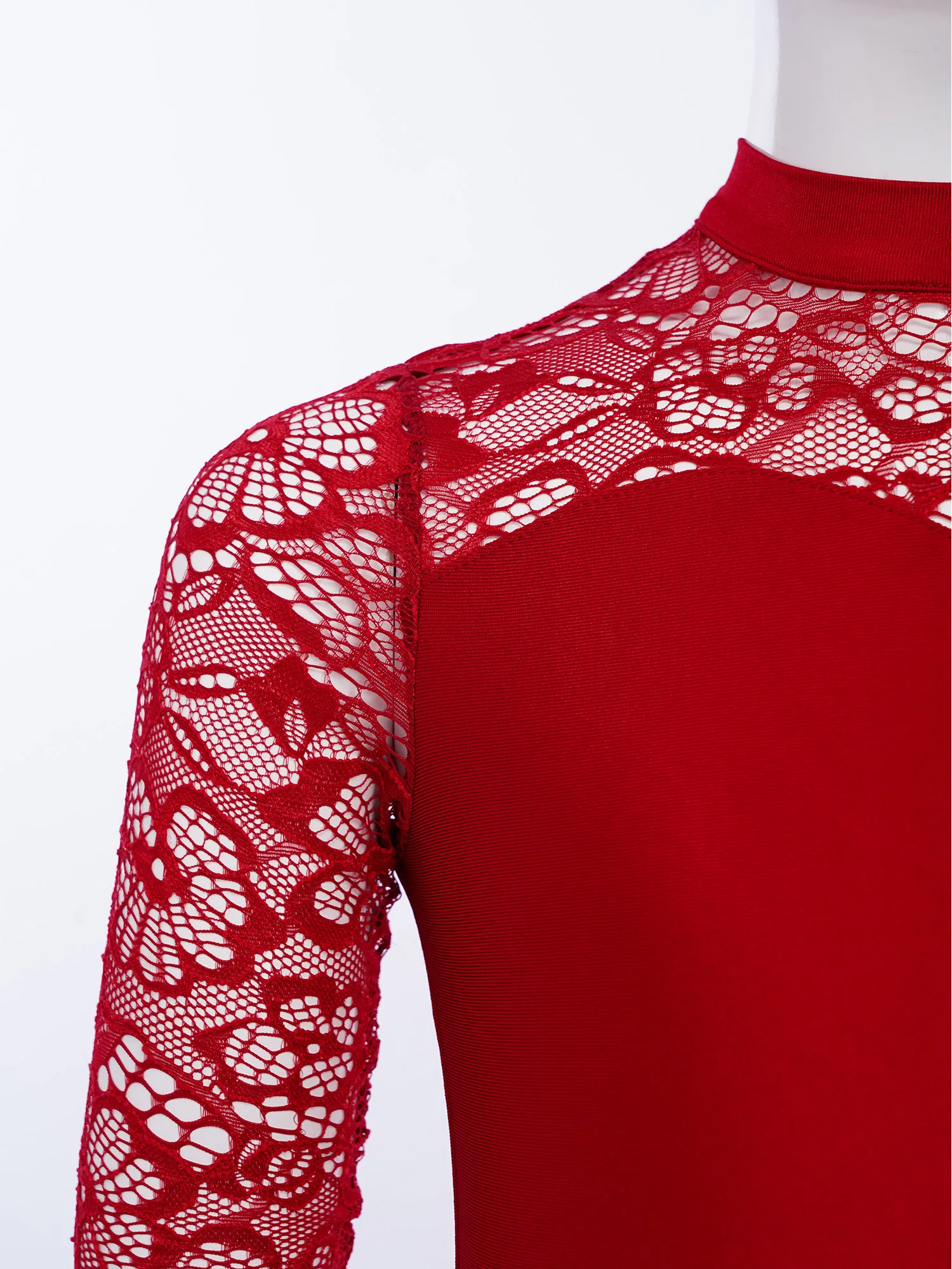 Maillot de ballet manga larga con encaje floral para niñas - imagen 4