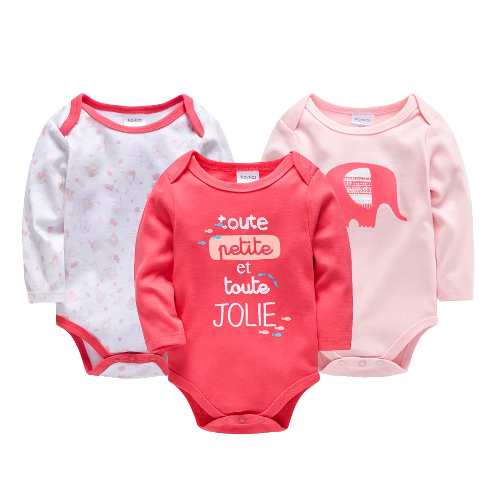 Body de manga larga para bebé niña de algodón con estampado bonito - imagen 4