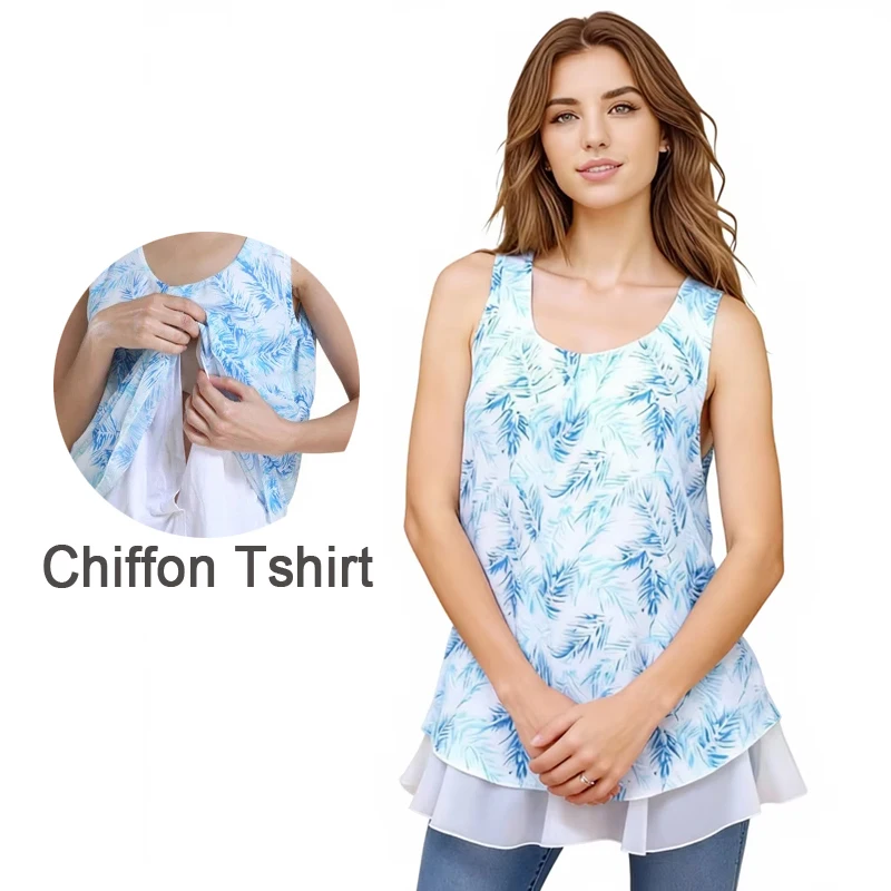 Camiseta sin mangas de lactancia en chifón para verano - imagen 5