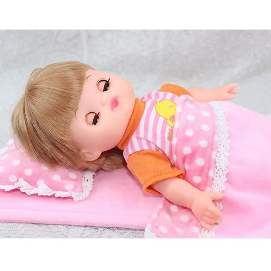 Mellchan juego de cama de felpa para muñecas, edredón y almohada - imagen 5