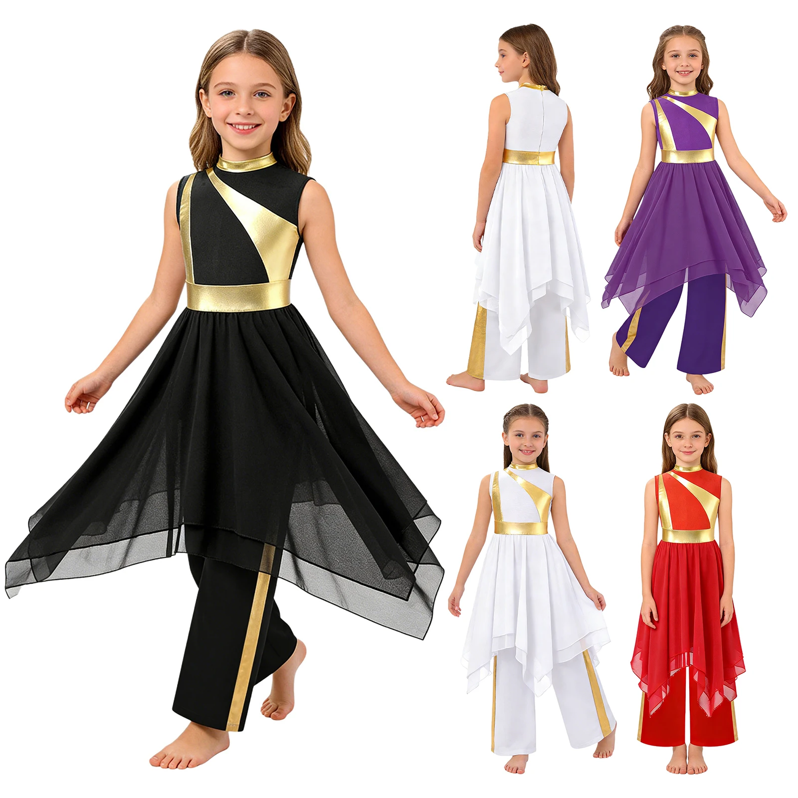 Traje túnica metálica para danza litúrgica infantil