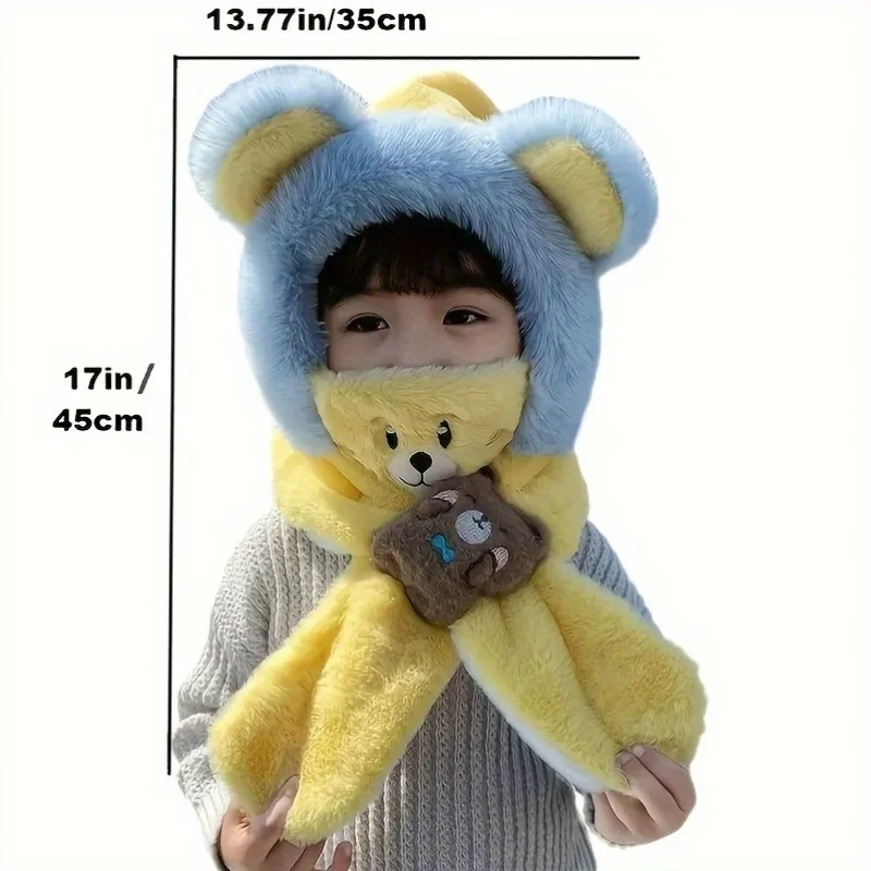 Gorro bufanda niño invierno con protección orejas y tejido felpa - imagen 5