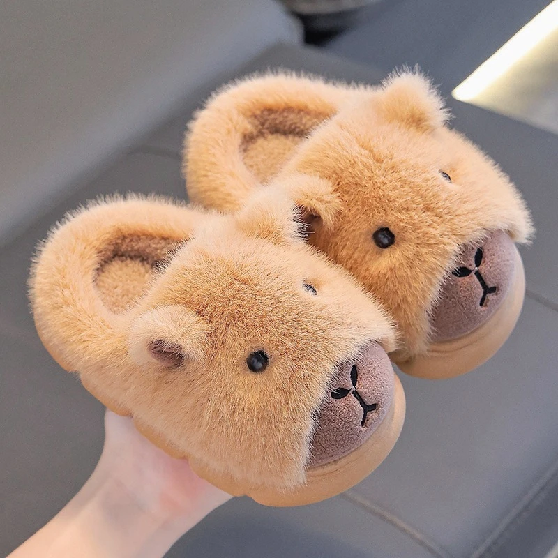 Zapatillas de casa capibara para invierno, algodón cálido y esponjoso - imagen 3