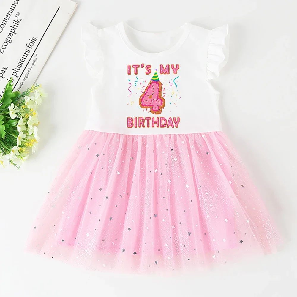 Vestido de bautizo para niña con manga corta - Fiesta de cumpleaños