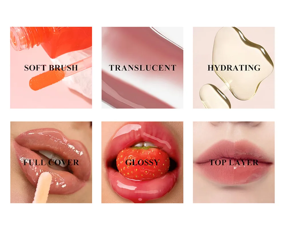 Detalle del brillo sobre los labios mostrando el efecto espejo