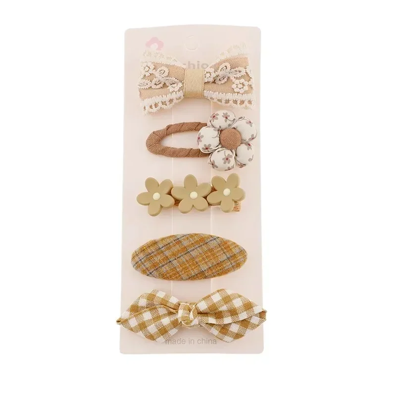 Clips de pelo beige con lazo para niñas - Felpa suave infantil - imagen 4