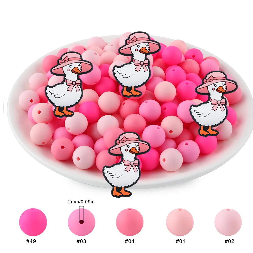 Cuentas de silicona planas con diseño de pato para DIY - imagen 4