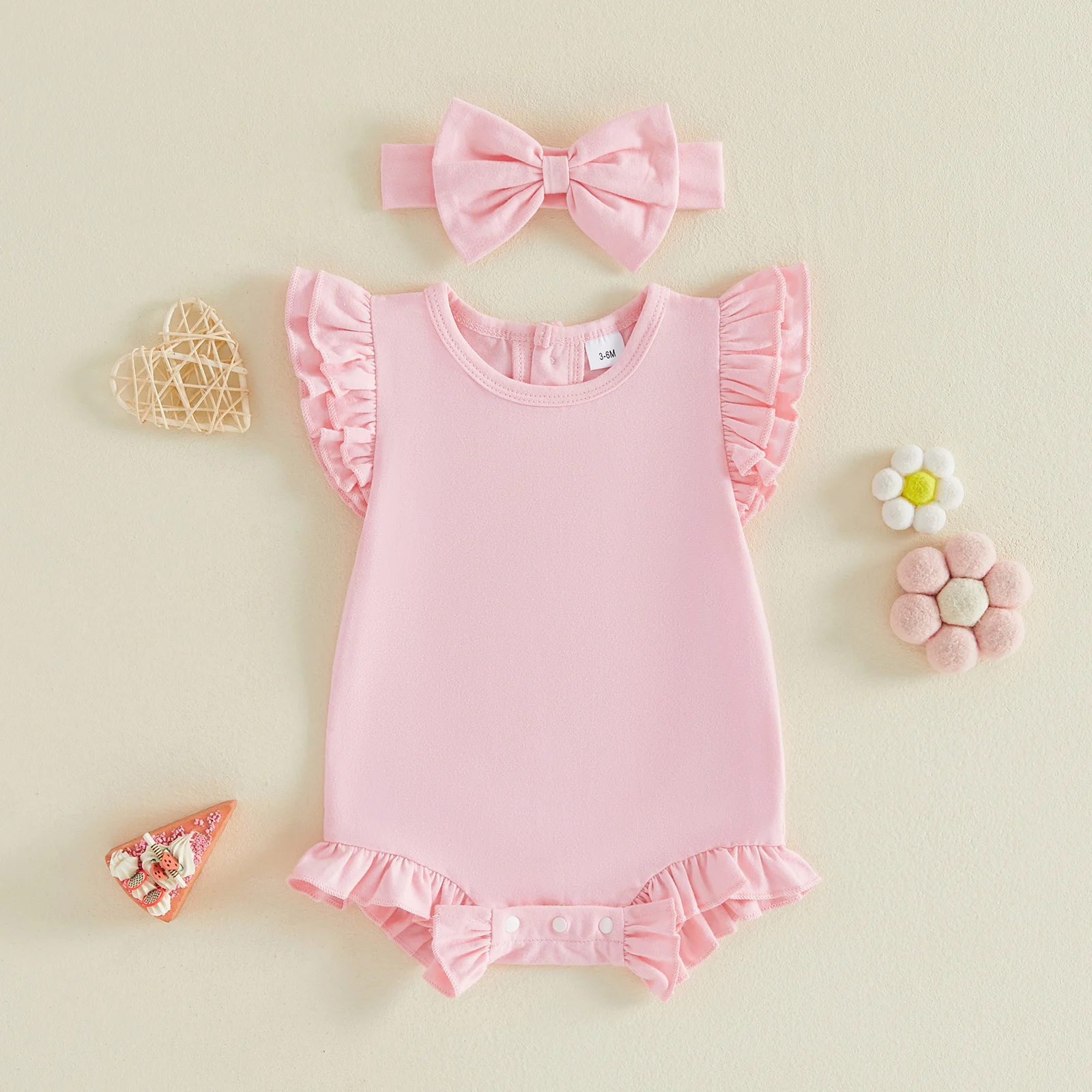 Conjunto pelele algodón a cuadros vichy para niña con diadema - imagen 2