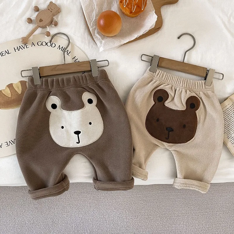 Pantalones térmicos de terciopelo para bebé de invierno suaves - imagen 2