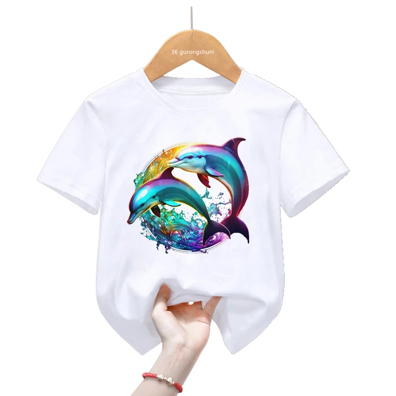 Camiseta infantil de verano conballenas y delfines