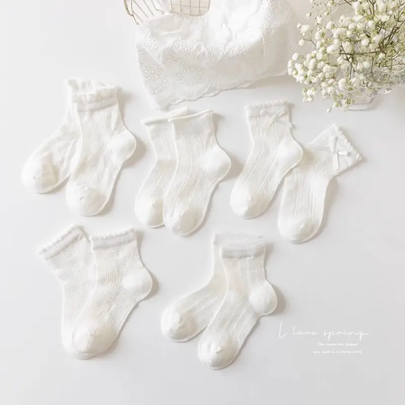 Calcetines de algodón con volantes princesa tobilleros para niños