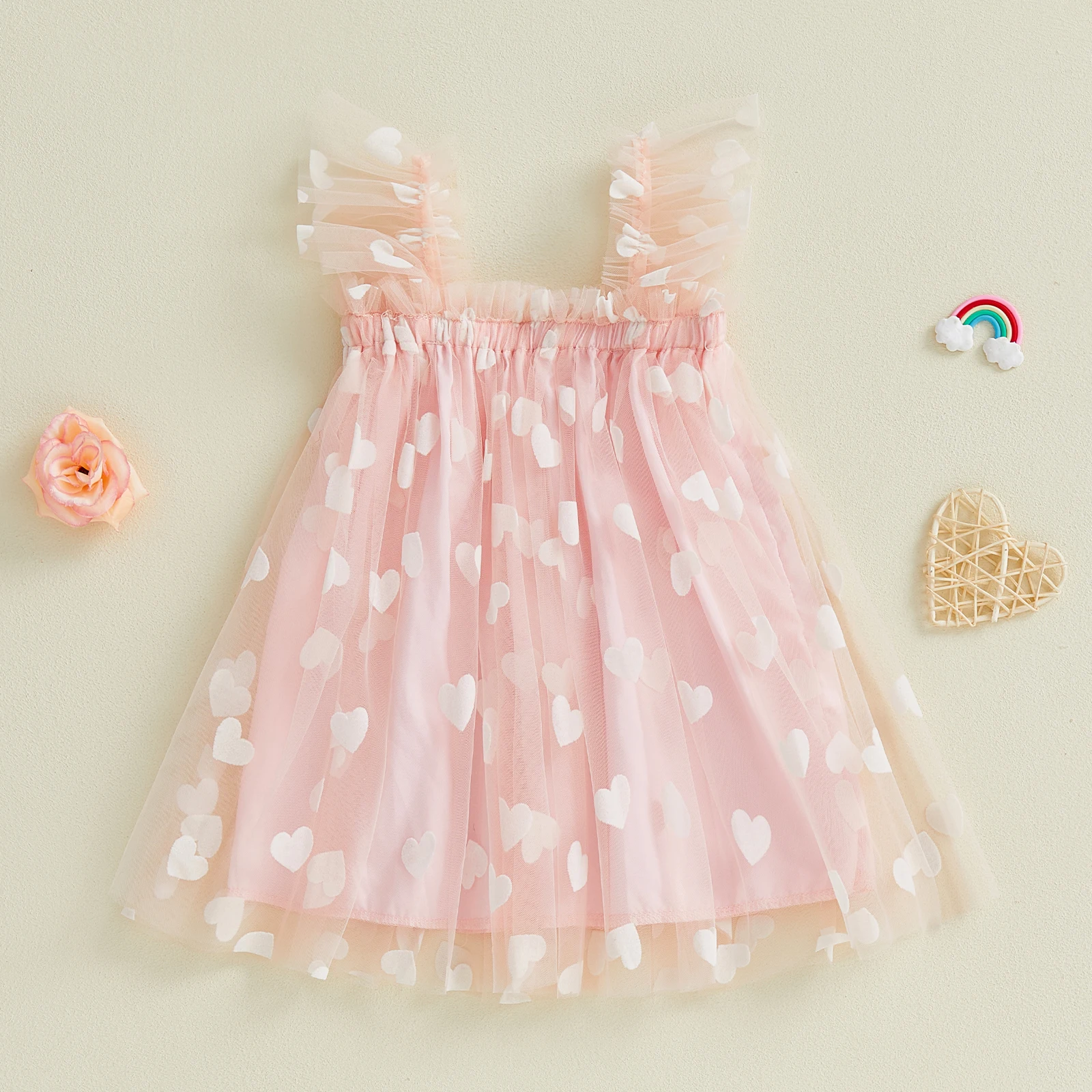 Vestido de verano princesa para niña con mangas voladoras y tul - imagen 5