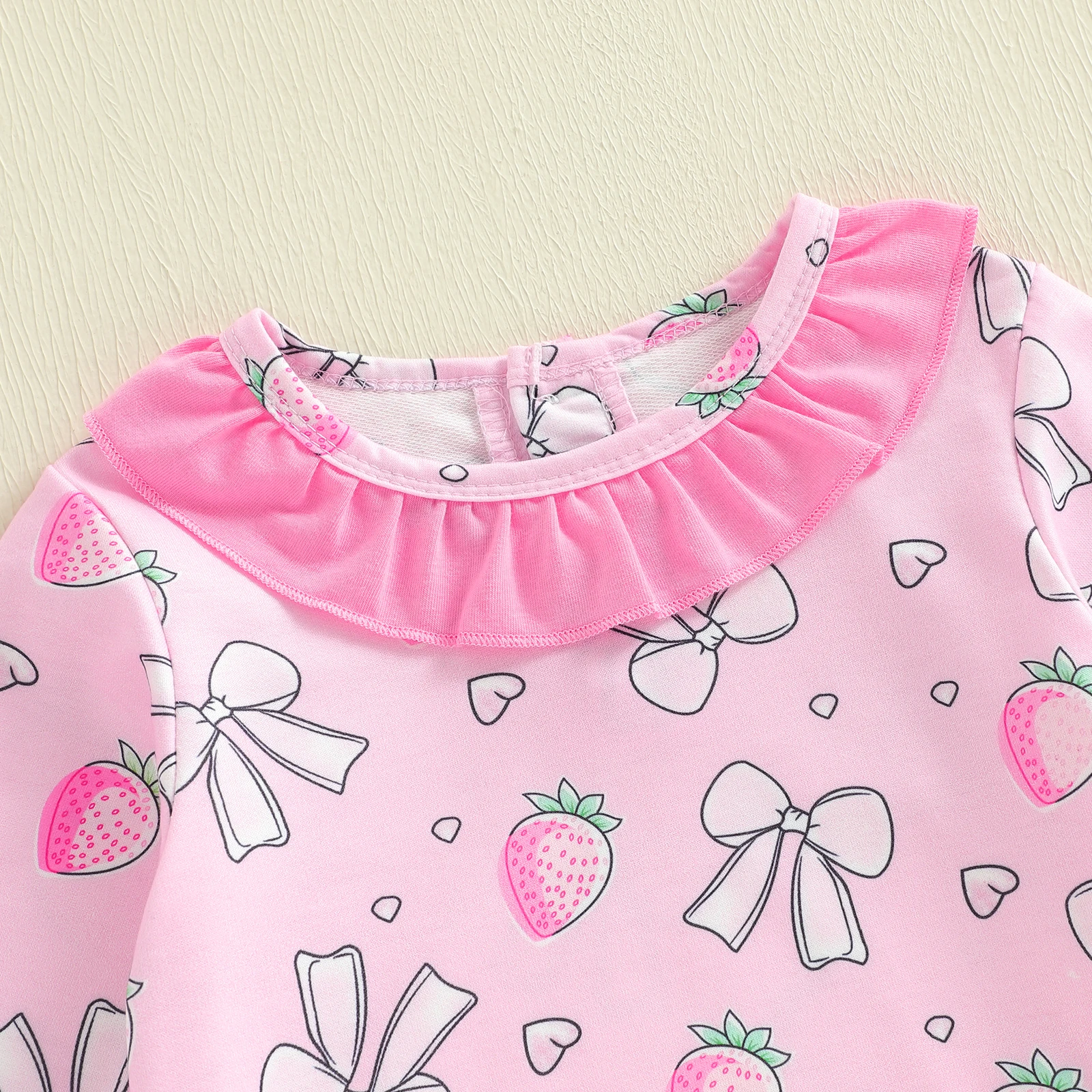 Conjunto bebé niña Tregren – Sudadera lazo fresa y pantalones acampanados - imagen 5
