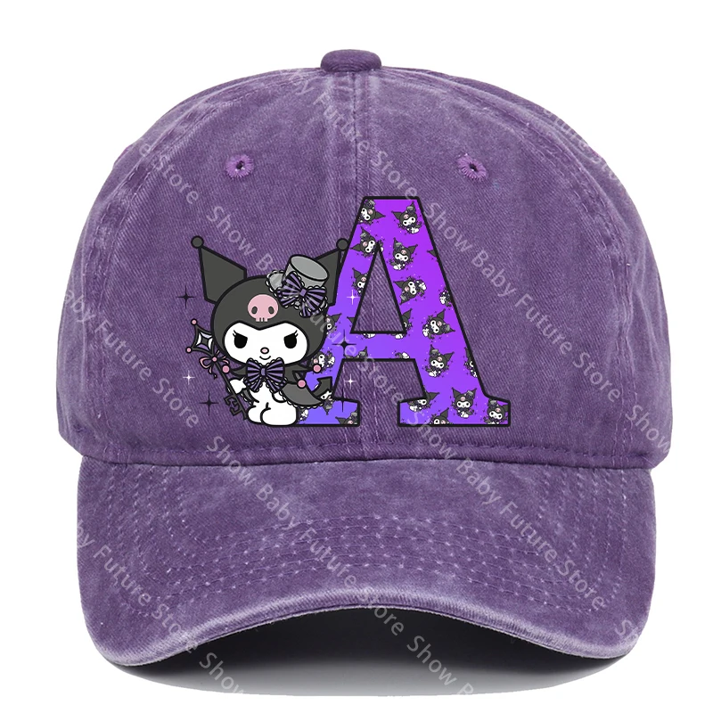 Kuromi gorra de béisbol retro de algodón lavado, estilo vintage - imagen 3