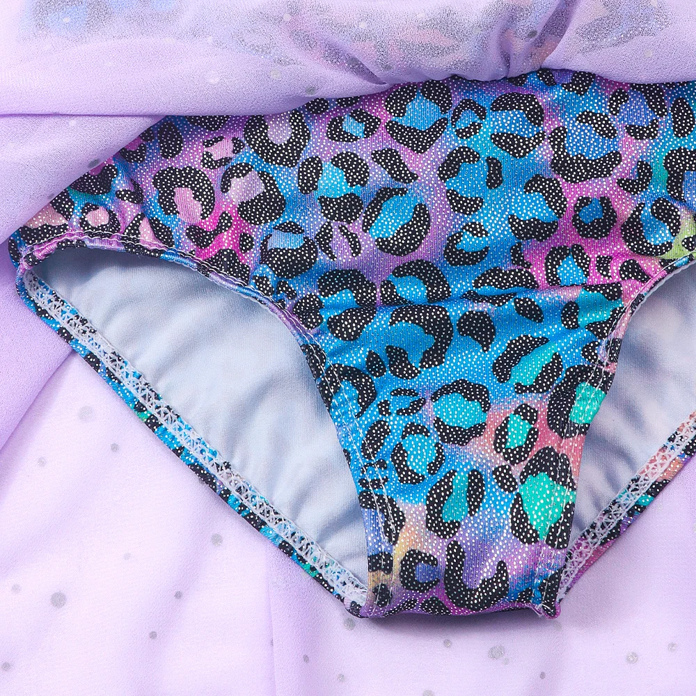 Vestido de ballet estampado leopardo sin mangas de malla para niña - imagen 4