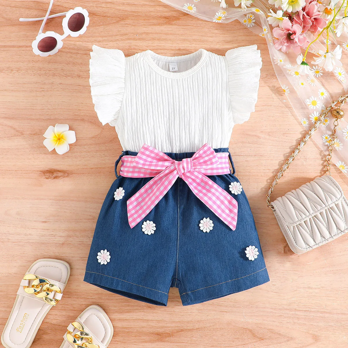Conjunto de verano para niña: camiseta blanca sin mangas y vaquero - imagen 5