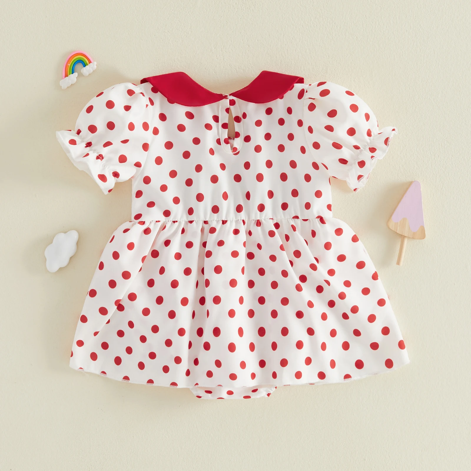 Tregren Vestido de verano bebé niña con estampado de sandía y puntos - imagen 2