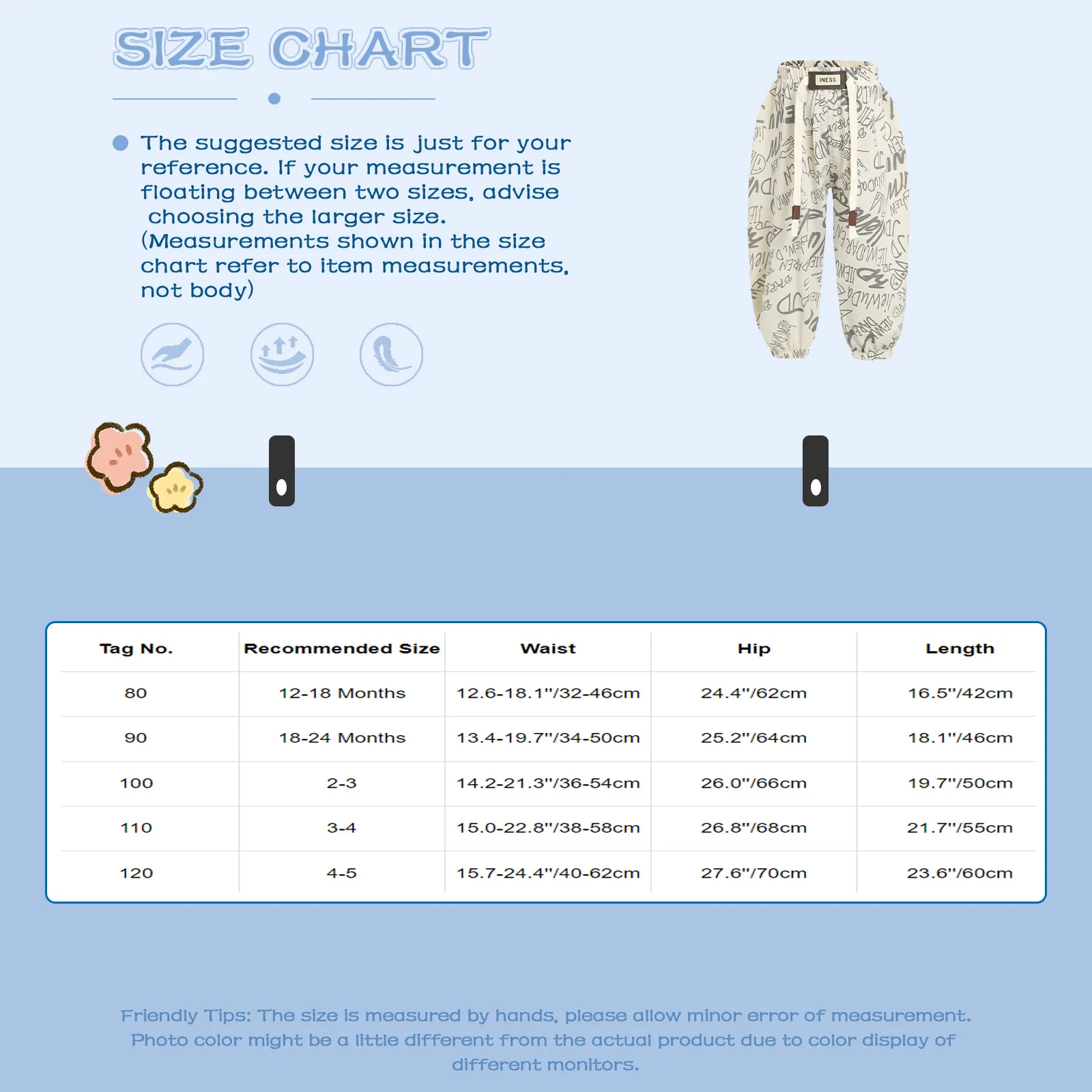 Bebé con pantalones holgados y cintura elástica