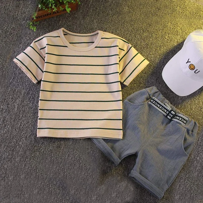 Conjunto de camiseta y pantalón corto de algodón de verano para niño - imagen 2
