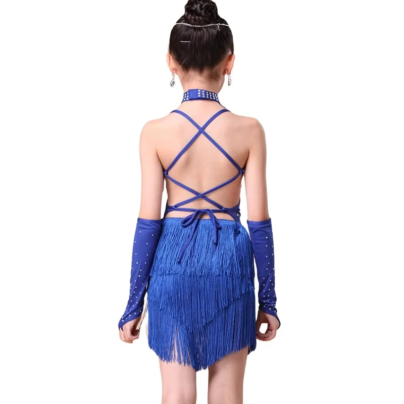 Vestido de baile latino con lentejuelas para niñas – brillante - imagen 3