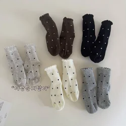 Calcetines de algodón con lunares para niños y niñas, primavera-otoño