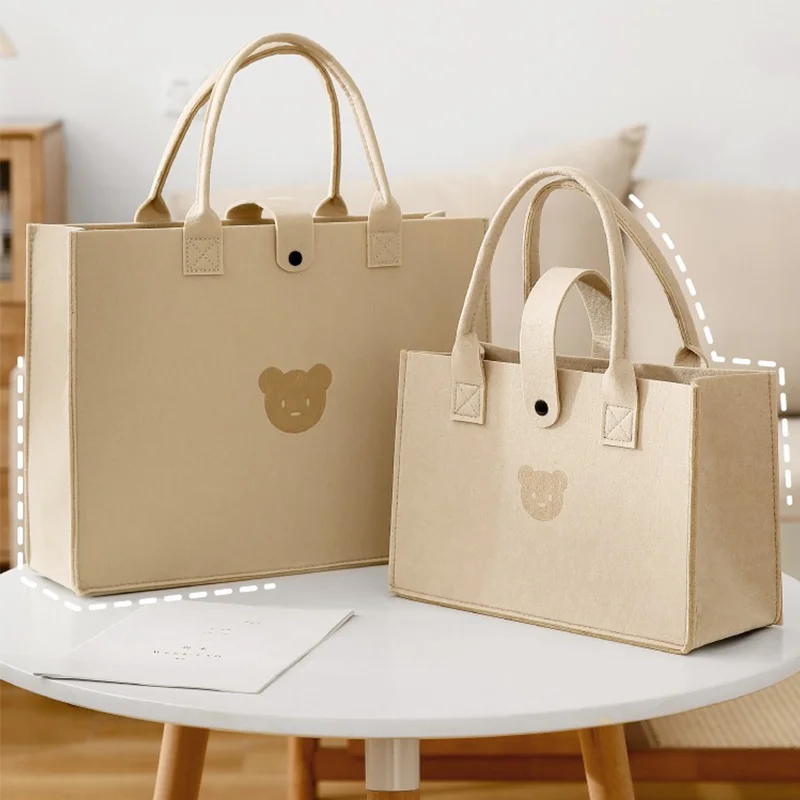 Bolsa maternal de fieltro con oso tierno para bebé - imagen 5