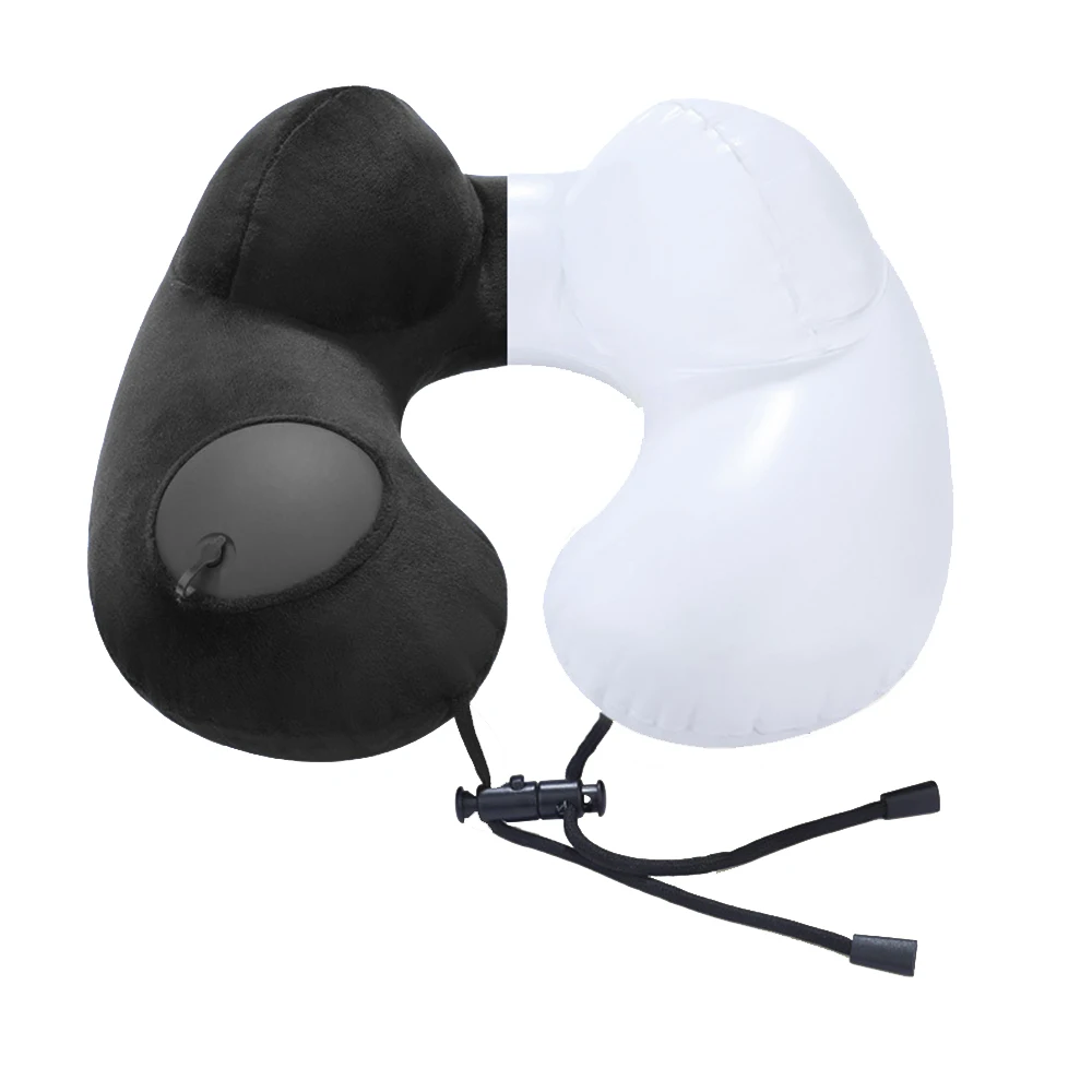 Almohada de cuello portátil inflable para viajes, desmontable - imagen 2