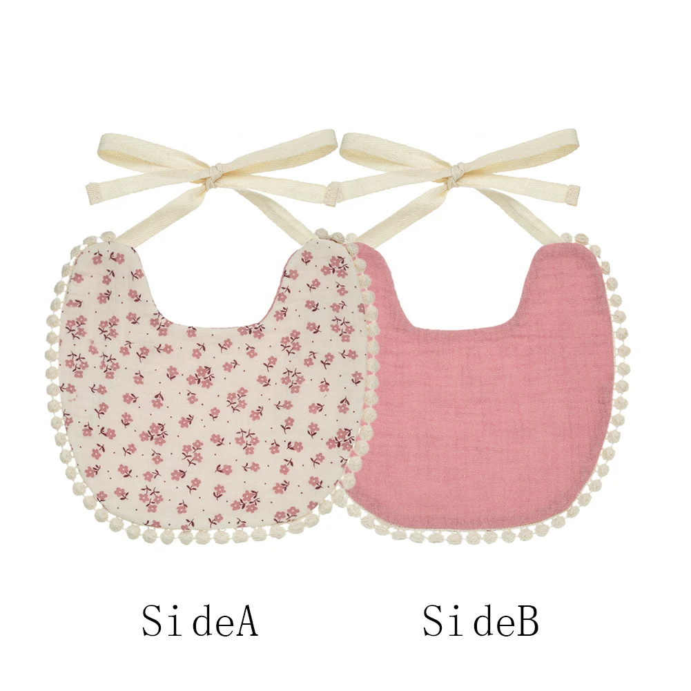 Babero muselina reversible para bebé con estampado floral - imagen 4