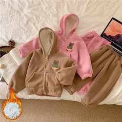 Conjunto bebé acolchado de lana con capucha y pantalón infantil