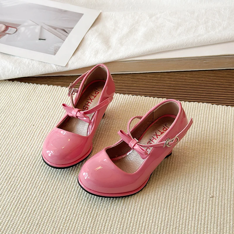 Zapatos de tacón alto de cuero antideslizantes para niña - imagen 4