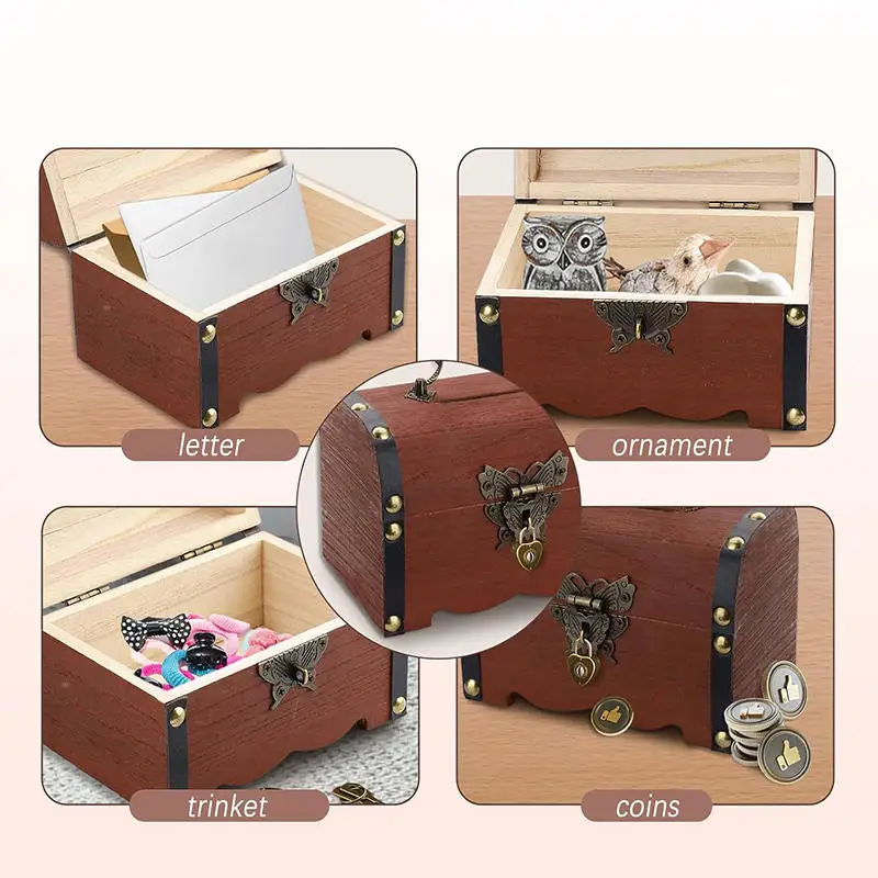 Hucha con candado estilo vintage para niños caja tesoro - imagen 4