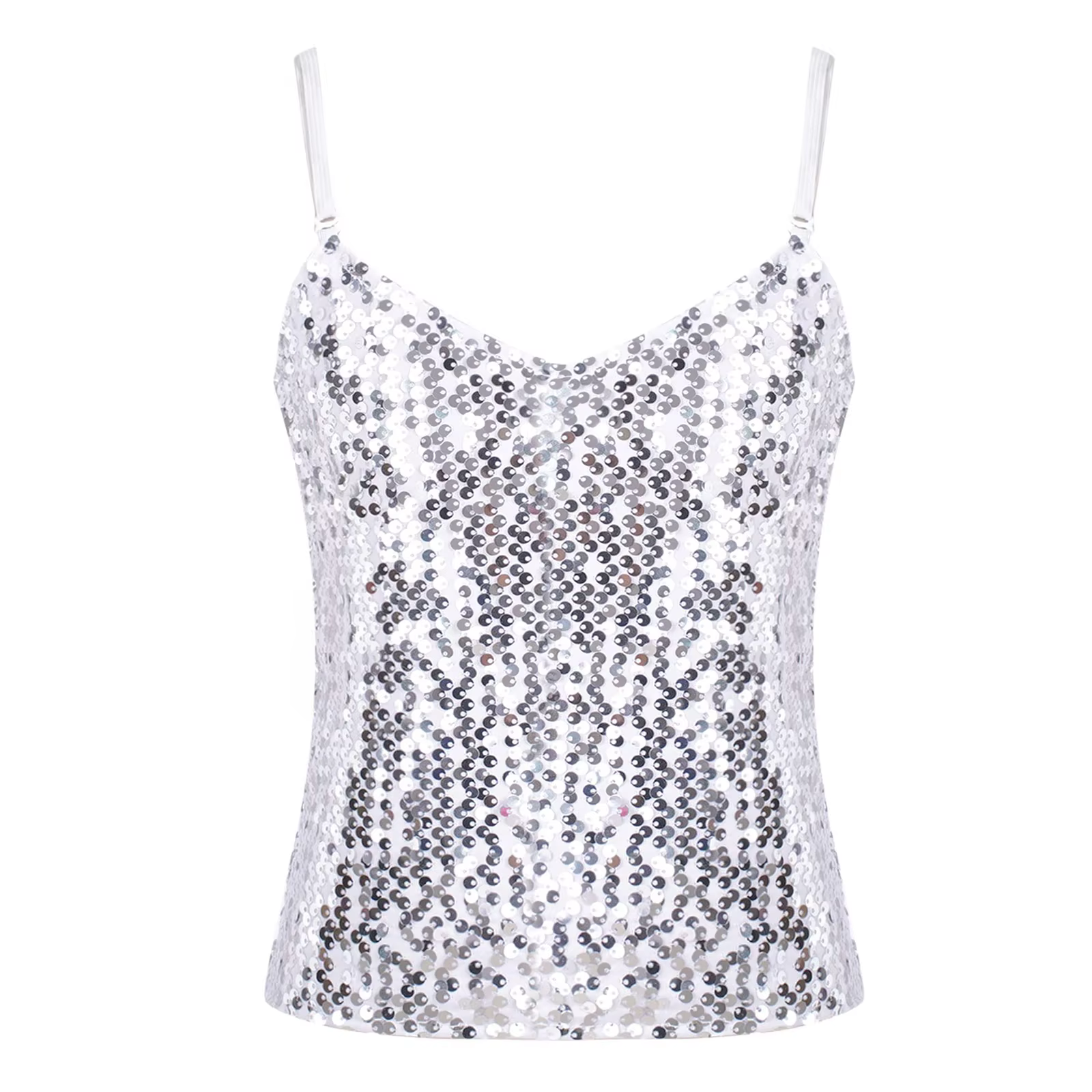Chaleco de verano con lentejuelas infantiles escote V para baile