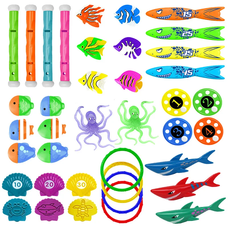 Juguetes de buceo multicolor para piscina con accesorios