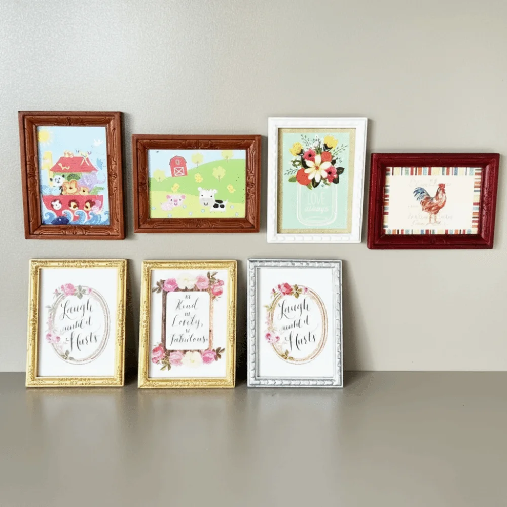 Decoración para casa de muñecas miniatura con mural pintado - imagen 5