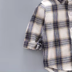 Camisa de franela a cuadros para bebé manga larga