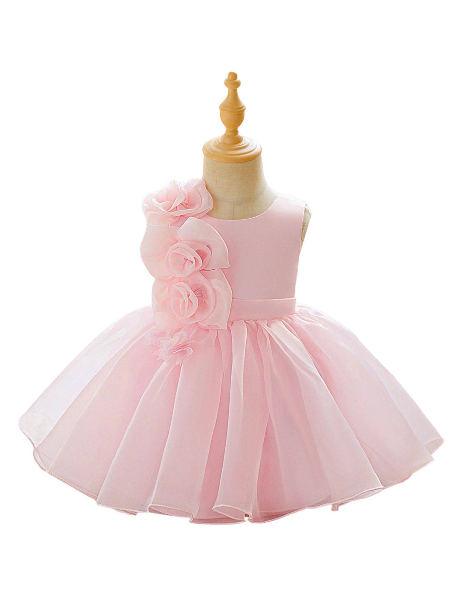 Vestido de princesa con flores 3D y corte A