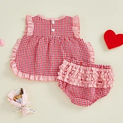 Conjunto bebé niña San Valentín: camiseta sin mangas y pantalón corto