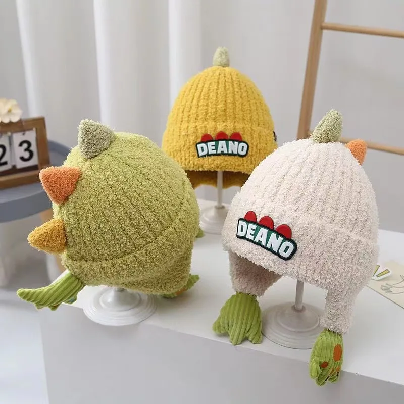 Gorro de lana con dinosaurio para bebé – Abrigado para otoño e invierno - imagen 5