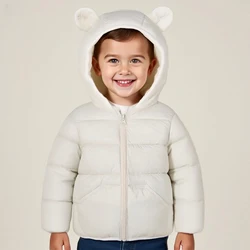 Chaqueta de plumón con capucha y cremallera para niños, niñas
