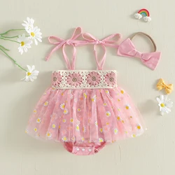 Conjunto recién nacido niña vestido floral sin mangas con lazo