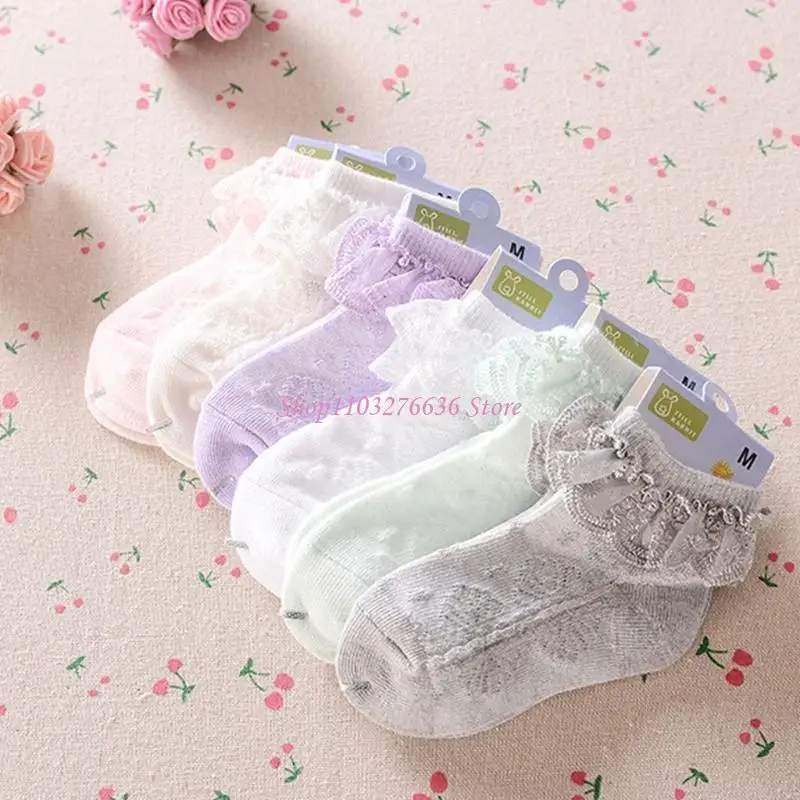 Calcetines tobilleros cortos de encaje con ojales para bebés unisex - imagen 4