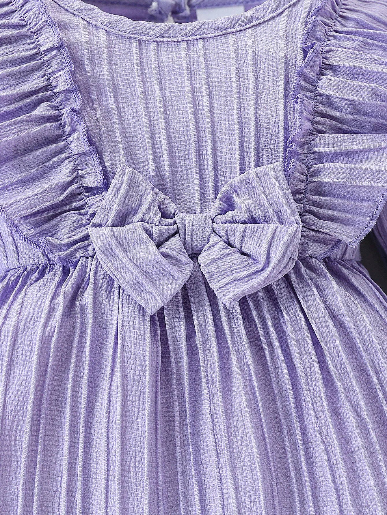 Vestido princesa con lazo para niña – Manga larga púrpura para bebé - imagen 5