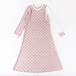 Vestido de felpa colorblock manga larga para niña invierno