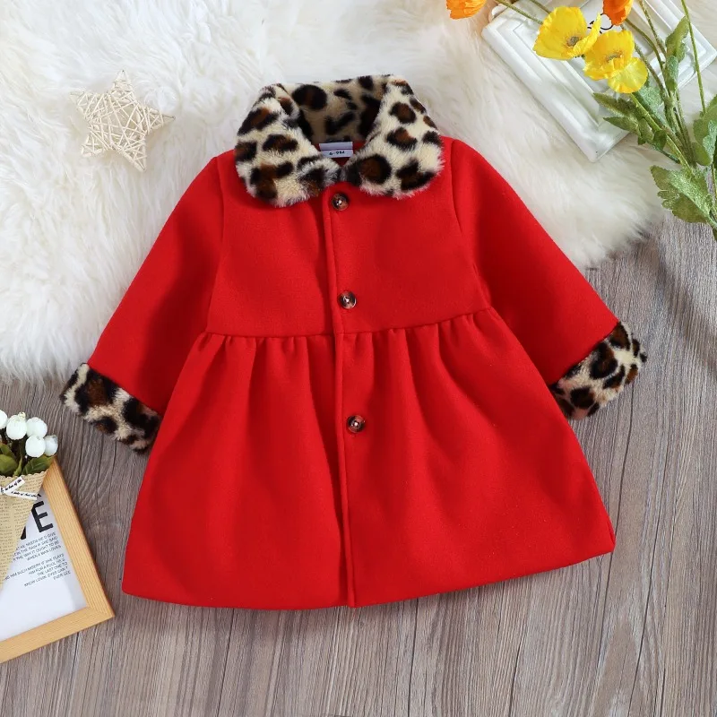 Abrigo de lana para niña con estampado leopardo - imagen 3